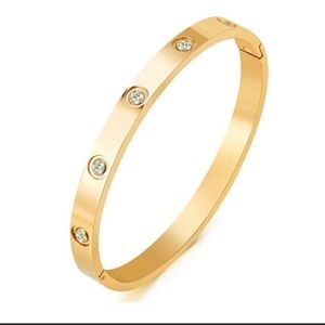 Gold plated steal stone bracelet